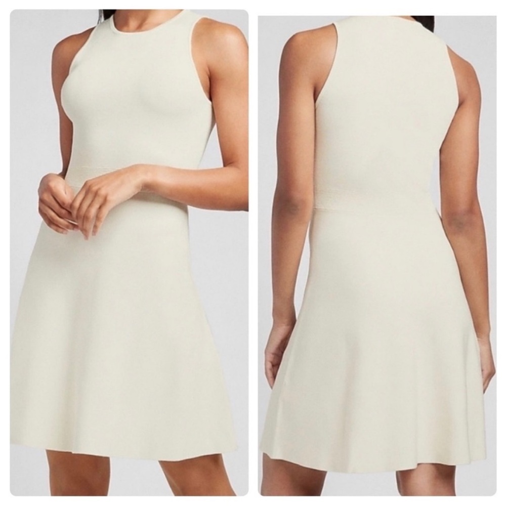 Express. Fit and flare cream sweater dress.